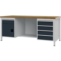 Werkbank anthrazitgrau lichtgrau B2000xH859xT750 mm Buche Multiplex 40 mm 5 Schubladen 1 Türen Werkbank anthrazitgrau lichtgrau B2000xH859xT750 mm Buche Multiplex 40 mm 5 Schubladen 1 Türen von BEDRUNKA+HIRTH