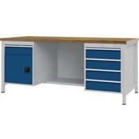 Werkbank signalblau lichtgrau B2000xH859xT750mm Buche Multipl.40mm 5 Schub.1 Tür Werkbank signalblau lichtgrau B2000xH859xT750mm Buche Multipl.40mm 5 Schub.1 Tür von BEDRUNKA+HIRTH