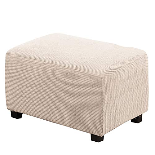 Stretch Ottomane Bezug Ottomane Schonbezug Sofabezug Hocker Protector Aufbewahrung Ottomane Bezüge Möbel Protector Soft Rectangle Schonbezug Mit Gummibund (Beige,S) von BEDSETS