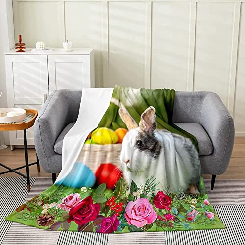 3D Kuscheldecke 150x200 Flanell Fleecedecke Hase Decke Ostereier, Flauschig Mikrofaser Wohndecke Ostern, für Sofadecke Couchdecke Sofaüberwurf Bettüberwurf von Bedsure