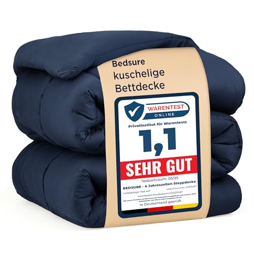 BEDSURE Bettdecke 135x200 Ganzjahresdecke Steppdecke - Bettdecke 135x200cm 4 Jahreszeiten Bettdecken - Oeko-TEX Zertifiziert 300GSM Blau, Weiche Warm Duvet Schlafdecke für Allergiker von BEDSURE
