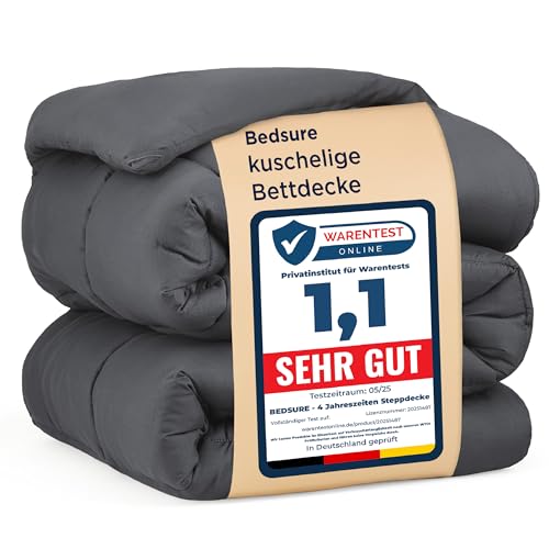BEDSURE Bettdecke 135x200 Ganzjahresdecke Steppdecke - Bettdecke 135x200cm 4 Jahreszeiten Bettdecken - Oeko-TEX Zertifiziert 300GSM Grau, Weiche Warm Duvet Schlafdecke für Allergiker BEDSURE Bettdecke 135x200 Ganzjahresdecke Steppdecke - Bettdecke 135x200cm 4 Jahreszeiten Bettdecken - Oeko-TEX Zertifiziert 300GSM Grau, Weiche Warm Duvet Schlafdecke für Allergiker von BEDSURE