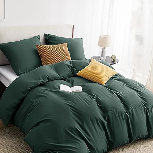 BEDSURE Bettwäsche 135x200 2teilig Waldgrün - 1 Bettbezug 135x200 cm + 1 Kissenbezug 80X80 cm, ÖKO-TEX Bettwäsche-Sets Grün Polyester Mikrofaser mit Reißverschluss von BEDSURE