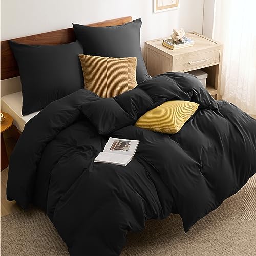 BEDSURE Bettwäsche 135x200 4teilig Schwarz - 2 Bettbezüge 135x200 cm + 2 Kissenbezüge 80X80 cm, ÖKO-TEX Bettwäsche-Sets Schwarz Polyester Mikrofaser mit Reißverschluss BEDSURE Bettwäsche 135x200 4teilig Schwarz - 2 Bettbezüge 135x200 cm + 2 Kissenbezüge 80X80 cm, ÖKO-TEX Bettwäsche-Sets Schwarz Polyester Mikrofaser mit Reißverschluss von BEDSURE