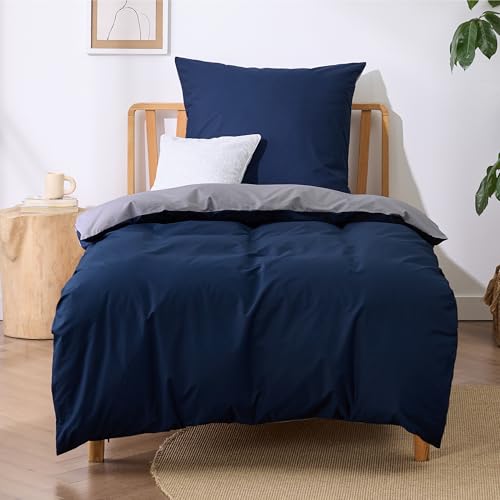 BEDSURE Bettwäsche 135x200 Baumwolle Blau Grau - Bettwäsche-Sets 135 x 200 cm Wendebettwäsche 2teilig mit Kissenbezug 80x80 cm, Oeko-TEX Zweifarbiger Bettbezug mit Reißverschluss BEDSURE Bettwäsche 135x200 Baumwolle Blau Grau - Bettwäsche-Sets 135 x 200 cm Wendebettwäsche 2teilig mit Kissenbezug 80x80 cm, Oeko-TEX Zweifarbiger Bettbezug mit Reißverschluss von BEDSURE