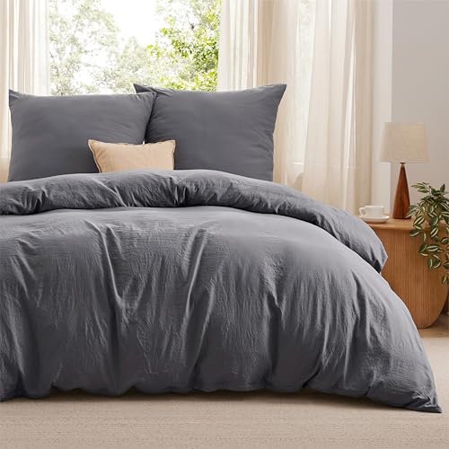 BEDSURE Bettwäsche 200x200 3teilig Bettbezug - Weiche Baumwollähnlich Bettwäsche-Set 200 x 200 cm und 2 Kissenbezüge 80x80 cm, ÖKO-TEX Deckenbezug Bedding Anthrazit Grau mit Reißverschluss BEDSURE Bettwäsche 200x200 3teilig Bettbezug - Weiche Baumwollähnlich Bettwäsche-Set 200 x 200 cm und 2 Kissenbezüge 80x80 cm, ÖKO-TEX Deckenbezug Bedding Anthrazit Grau mit Reißverschluss von BEDSURE