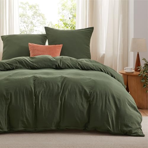 BEDSURE Bettwäsche 200x200 3teilig Olivgrün - Weich ÖKO-TEX Polyester Mikrofaser Bettwäsche-Set, 1 Bettbezug 200x200 cm mit Reißverschluss und 2 Kissenbezüge 65x65 cm BEDSURE Bettwäsche 200x200 3teilig Olivgrün - Weich ÖKO-TEX Polyester Mikrofaser Bettwäsche-Set, 1 Bettbezug 200x200 cm mit Reißverschluss und 2 Kissenbezüge 65x65 cm von BEDSURE