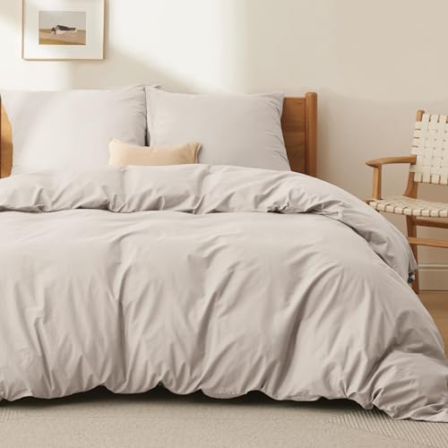 BEDSURE Bettwäsche 200x200 Baumwolle Beige - Bettwäsche-Sets 200 x 200 cm Bettbezug 3teilig mit 2 Kissenbezüge 80x80 cm, Oeko-TEX Bedding Natur mit Reißverschluss von BEDSURE