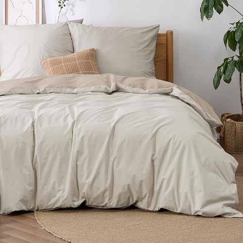 BEDSURE Bettwäsche 200x200 Baumwolle Beige Khaki Taupe - Bettwäsche-Sets 200 x 200 cm Wendebettwäsche 3teilig mit 2 Kissenbezüge 80x80 cm, Oeko-TEX Zweifarbiger Bettbezug mit Reißverschluss BEDSURE Bettwäsche 200x200 Baumwolle Beige Khaki Taupe - Bettwäsche-Sets 200 x 200 cm Wendebettwäsche 3teilig mit 2 Kissenbezüge 80x80 cm, Oeko-TEX Zweifarbiger Bettbezug mit Reißverschluss von BEDSURE