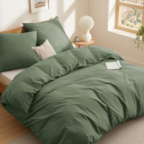 BEDSURE Bettwäsche 200x200 Baumwolle Grauolivgrün - Bettwäsche-Sets 200 x 200 cm Bettbezug 3teilig mit 2 Kissenbezüge 80x80 cm, Oeko-TEX Bedding Grün mit Reißverschluss BEDSURE Bettwäsche 200x200 Baumwolle Grauolivgrün - Bettwäsche-Sets 200 x 200 cm Bettbezug 3teilig mit 2 Kissenbezüge 80x80 cm, Oeko-TEX Bedding Grün mit Reißverschluss von BEDSURE
