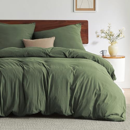 BEDSURE Bettwäsche 200x220 3teilig Bettbezug - Weich Baumwollähnlich Bettwäsche-Set 200 x 220 cm und 2 Kissenbezüge 80x80 cm, ÖKO-TEX Vorgewaschene Deckenbezug Bedding, Olivgrün mit Reißverschluss BEDSURE Bettwäsche 200x220 3teilig Bettbezug - Weich Baumwollähnlich Bettwäsche-Set 200 x 220 cm und 2 Kissenbezüge 80x80 cm, ÖKO-TEX Vorgewaschene Deckenbezug Bedding, Olivgrün mit Reißverschluss von BEDSURE