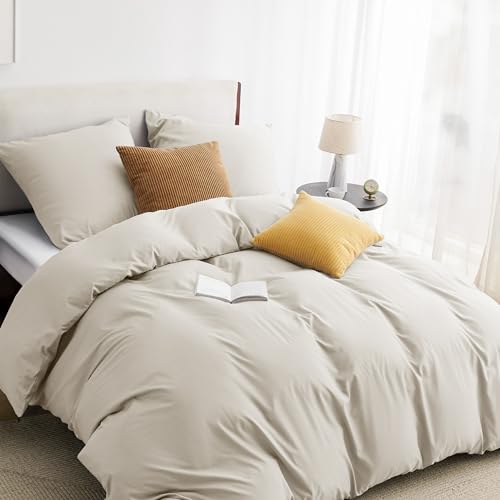 BEDSURE Bettwäsche 220x240 3teilig Leinen - 1 Bettbezug 240x220 cm + 2 Kissenbezüge 80X80 cm, ÖKO-TEX Bettwäsche-Sets Beige Polyester Mikrofaser mit Reißverschluss BEDSURE Bettwäsche 220x240 3teilig Leinen - 1 Bettbezug 240x220 cm + 2 Kissenbezüge 80X80 cm, ÖKO-TEX Bettwäsche-Sets Beige Polyester Mikrofaser mit Reißverschluss von BEDSURE
