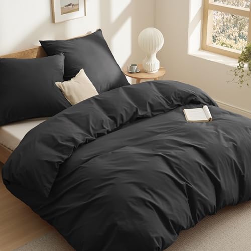 BEDSURE Bettwäsche 220x240 Baumwolle Schwarz - Bettwäsche-Sets 220 x 240 cm Bettbezug 3teilig mit 2 Kissenbezüge 80x80 cm, Oeko-TEX Bedding Schwarz mit Reißverschluss BEDSURE Bettwäsche 220x240 Baumwolle Schwarz - Bettwäsche-Sets 220 x 240 cm Bettbezug 3teilig mit 2 Kissenbezüge 80x80 cm, Oeko-TEX Bedding Schwarz mit Reißverschluss von BEDSURE