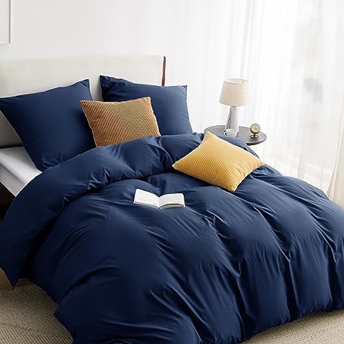 BEDSURE Bettwäsche 220x240 3teilig Marineblau - 1 Bettbezug 240x220 cm + 2 Kissenbezüge 80X80 cm, ÖKO-TEX Bettwäsche-Sets Blau Polyester Mikrofaser mit Reißverschluss BEDSURE Bettwäsche 220x240 3teilig Marineblau - 1 Bettbezug 240x220 cm + 2 Kissenbezüge 80X80 cm, ÖKO-TEX Bettwäsche-Sets Blau Polyester Mikrofaser mit Reißverschluss von BEDSURE