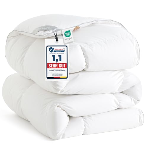 BEDSURE Daunendecke 135x200 Daunen Bettdecke - Warm Winterdecke 90% Daunen und 10% Federn 880 gr. Füllung, Federbettdecke with Öko-Tex, RDS in Deutschland, Waschbar Steppdecke Weiß von BEDSURE