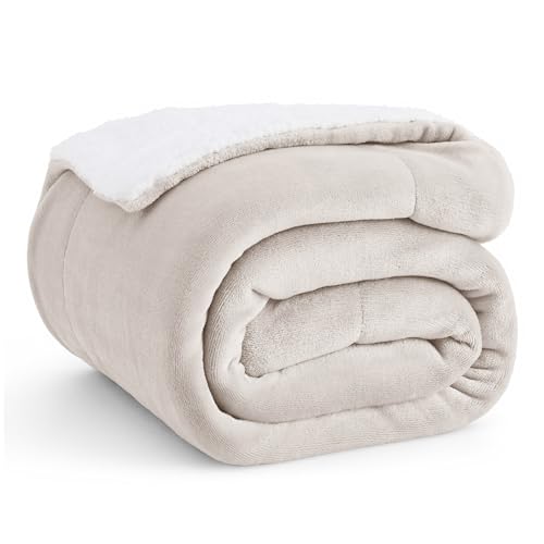BEDSURE Kuscheldecke - Warm Sherpa Wolldecke & Sofadecke, Flauschig Sofaüberwurf Decke, Dicke Couchdecke, Fleecedecke, Flauschige Wohndecke für Couch, Beige, 150x200 cm, XL von BEDSURE
