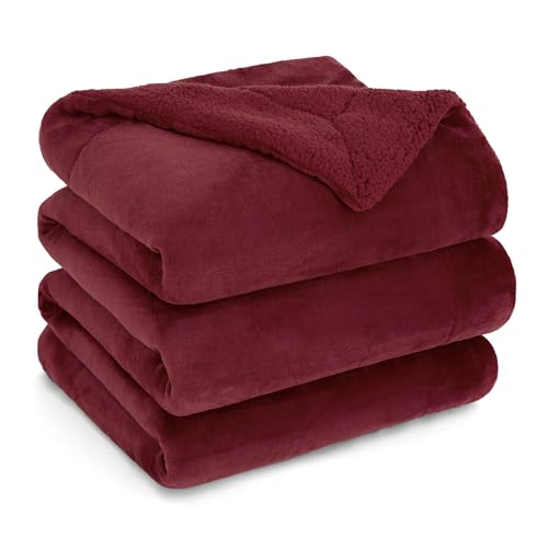 BEDSURE Kuscheldecke - Warm Sherpa Wolldecke & Sofadecke, Flauschig Sofaüberwurf Decke, Dicke Couchdecke, Fleecedecke, Flauschige Wohndecke für Couch, Rot, 220x240 cm, XXL von BEDSURE