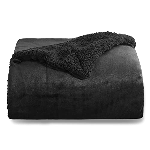 BEDSURE Decke Sofa Kuscheldecke Schwarz - warm Sherpa Sofaüberwurf Decke, Dicke Sofadecke Couchdecke, 150x200 cm XL Flauschige Wohndecke für Couch von BEDSURE