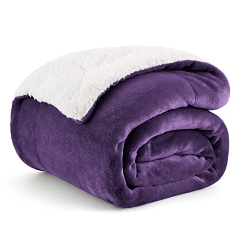 BEDSURE Decke Sofa Kuscheldecke Violett - warm Sherpa Sofaüberwurf Decke, Dicke Sofadecke Couchdecke, 150x200 cm XL Flauschige Wohndecke für Couch von BEDSURE