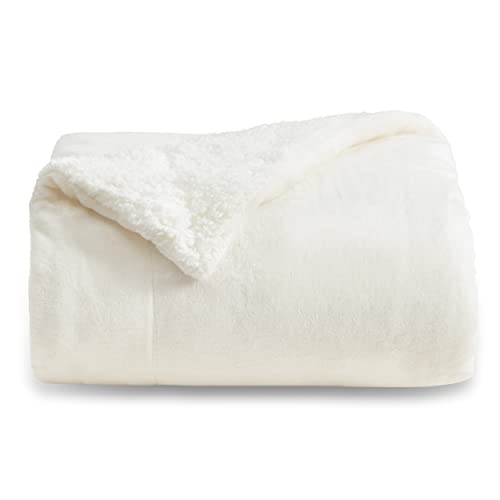 BEDSURE Kuscheldecke - Warm Sherpa Wolldecke & Sofadecke, Flauschig Sofaüberwurf Decke, Dicke Couchdecke, Fleecedecke, Flauschige Wohndecke für Couch, Cremeweiß, 150x200 cm, XL von BEDSURE