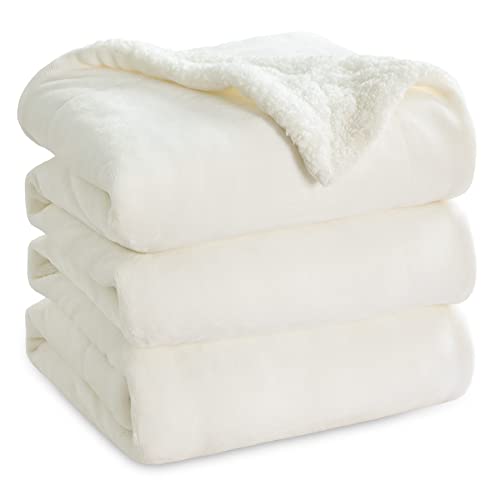 BEDSURE Kuscheldecke - Warm Sherpa Wolldecke & Sofadecke, Flauschig Sofaüberwurf Decke, Dicke Couchdecke, Fleecedecke, Flauschige Wohndecke für Couch, Cremeweiß, 220x240 cm, XXL von BEDSURE