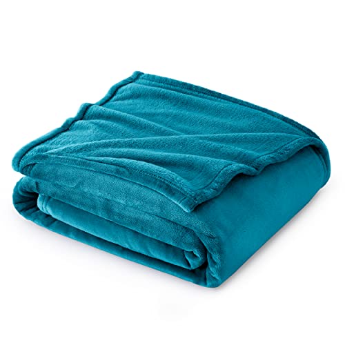 BEDSURE Flanell-Fleece-Überwurf, superweich, flauschig, warm, Flanell, blaugrün, Throw/Single(130x150 cm) von BEDSURE