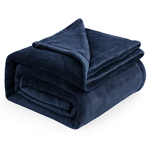 BEDSURE Flanell-Fleece-Überwurf, superweich, flauschig, warm, Polyester-Mischgewebe, blau, King(270x230 cm) von BEDSURE