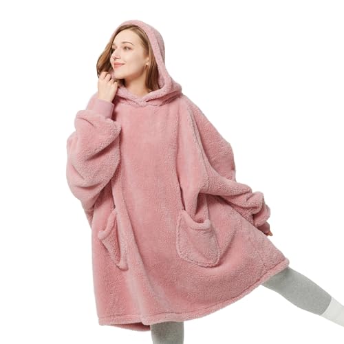 BEDSURE Hoodie Decke mit Ärmeln Übergroßer - Tragbare Decke zum Anziehen Erwachsene Rosa, XXL Kuschelpullover 107x90 cm, Warm Kuscheldecke mit Ärmeln weich Ärmeldecke als Geschenke für Herren Damen BEDSURE Hoodie Decke mit Ärmeln Übergroßer - Tragbare Decke zum Anziehen Erwachsene Rosa, XXL Kuschelpullover 107x90 cm, Warm Kuscheldecke mit Ärmeln weich Ärmeldecke als Geschenke für Herren Damen von BEDSURE