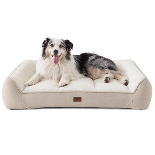 BEDSURE orthopädisches Hundebett Grosse Hunde - 106x76cm waschbar und wasserdicht Hundekorb orthopädisch mit weicher plüsch Sherpa, rutschfest Hundesofa Hundecouch, Creme BEDSURE orthopädisches Hundebett Grosse Hunde - 106x76cm waschbar und wasserdicht Hundekorb orthopädisch mit weicher plüsch Sherpa, rutschfest Hundesofa Hundecouch, Creme von BEDSURE