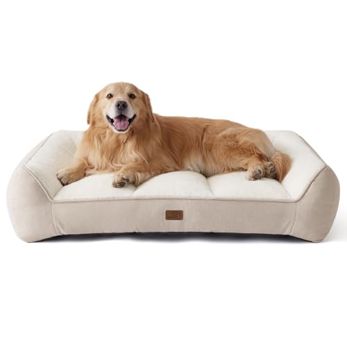 BEDSURE waschbares Hundebett Grosse Hunde - 122x89cm wasserdichtes Hundesofa mit weichem Sherpa-Plüsch, Rutschfester Hundekorb in Creme BEDSURE waschbares Hundebett Grosse Hunde - 122x89cm wasserdichtes Hundesofa mit weichem Sherpa-Plüsch, Rutschfester Hundekorb in Creme von BEDSURE