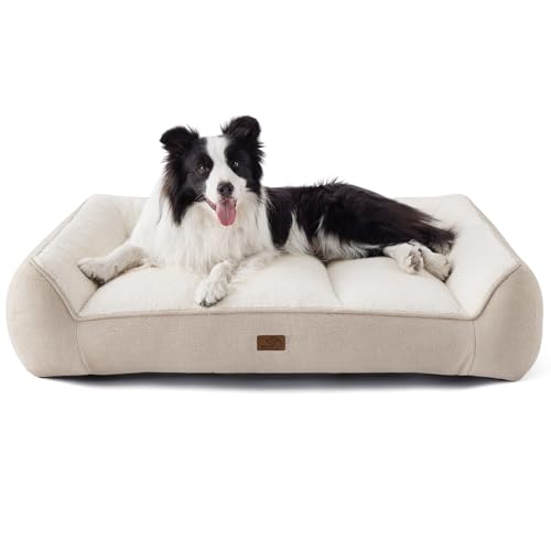 BEDSURE waschbares Hundebett Grosse Hunde - 96x71cm wasserdichtes Hundesofa mit weichem Sherpa-Plüsch, Rutschfester Hundekorb in Creme BEDSURE waschbares Hundebett Grosse Hunde - 96x71cm wasserdichtes Hundesofa mit weichem Sherpa-Plüsch, Rutschfester Hundekorb in Creme von BEDSURE