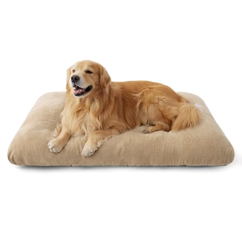 BEDSURE Hundebett Waschbar Extra Groß - XXL Hundekissen Bett Beruhigende Hundematratze mit Rutschfestem Boden, XL Hund Warmes Kissen für Große Haustiere, Kamel, 119x74x8cm von BEDSURE