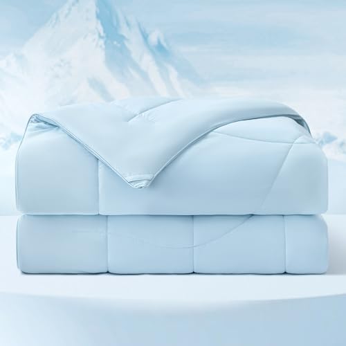 BEDSURE Kühldecke Bett Sommerdecke 135x200 - Kühldecken zum Schlafen Bettdecke 135x200 - Arc-Chill Q-Max 0,4 Doppelseitige Kühlende Decke Leicht Bettdecke Ohne Bezug Cooling Blanket Oeko-TEX, Blau von BEDSURE