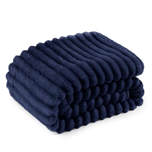 BEDSURE Kuscheldecke Flauschig - Wolldecke & Fleecedecke, Sofadecke, Weiche Warme Grobe Korddecke Gemütlicher Überwurf für Zimmer Deko, Wohn- & Kuscheldecken, Tagesdecke, Blau, 130 x 170 cm von BEDSURE