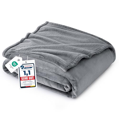BEDSURE Kuscheldecke Flauschig Decke Fleecedecke - Wohndecke Warm Winter Weich, Sofadecke XL, Decke Couch Blanket, Wohn- & Kuscheldecken 150x200cm, Sofa überwurfdecke Grau von BEDSURE