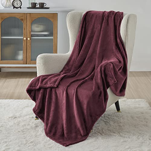 BEDSURE Kuscheldecke Flauschig Decke Fleecedecke - Wohndecke Warm Winter Weich, Sofadecke XL, Decke Couch Blanket, Wohn- & Kuscheldecken 150x200cm, Sofa überwurfdecke Weinrot von BEDSURE