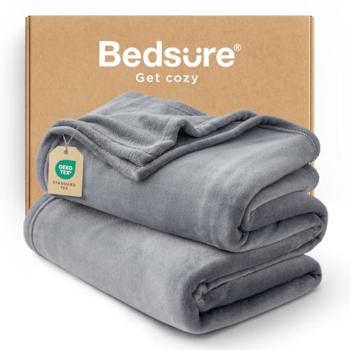BEDSURE Kuscheldecke Flauschig Decke Fleecedecke - Wohndecke Warm Winter Weich, Sofadecke XXL, Decke Couch Blanket, Kuscheldecke Große, Wohn- & Kuscheldecken 230x270cm, Sofa überwurfdecke Grau von BEDSURE
