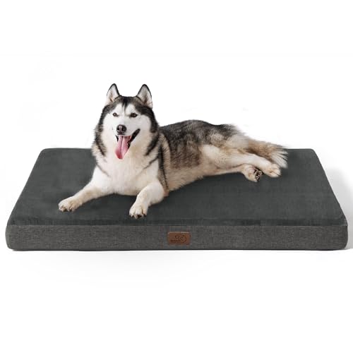 BEDSURE orthopädisches Hundekissen große Hunde - 120x74x10cm waschbares Hundebett mit 2 in 1 Memoryschaum, kuscheliges Hundematte Hundematratze in größe, dunkelgrau von BEDSURE
