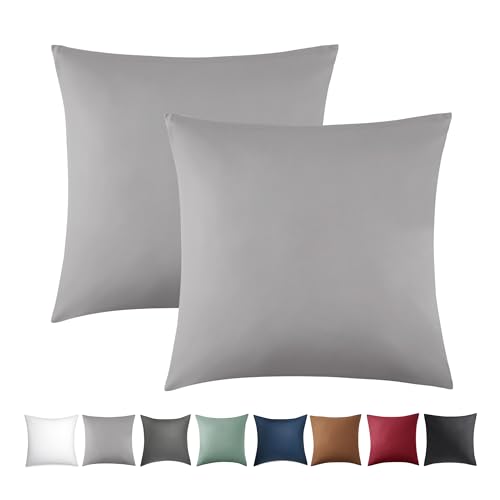 Bedsure Kissenbezug 80x80 2er Set - 100% Baumwolle Kopfkissenbezug 80x80, Kissenbezüge mit Reißverschluss, Oeko-TEX, Kissenhülle - Weich Atmungsaktiv und Langlebig für Bett Sofa, Hellgrau Bedsure Kissenbezug 80x80 2er Set - 100% Baumwolle Kopfkissenbezug 80x80, Kissenbezüge mit Reißverschluss, Oeko-TEX, Kissenhülle - Weich Atmungsaktiv und Langlebig für Bett Sofa, Hellgrau von BEDSURE