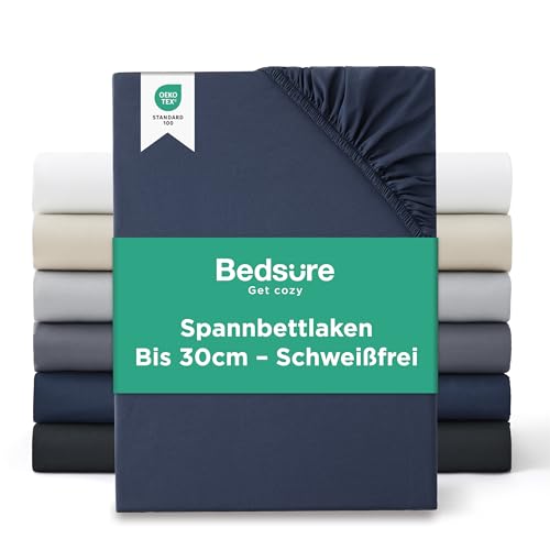 Bedsure Spannbettlaken 200x200cm Bis 30cm - Bettlaken 200 x 200 Boxspringbett, Oeko-TEX Zertifiziert Spannbetttücher, Gebürsteter-Mikrofaser, Atmungsaktiv & Schnelltrocknend, Marineblau Bedsure Spannbettlaken 200x200cm Bis 30cm - Bettlaken 200 x 200 Boxspringbett, Oeko-TEX Zertifiziert Spannbetttücher, Gebürsteter-Mikrofaser, Atmungsaktiv & Schnelltrocknend, Marineblau von BEDSURE