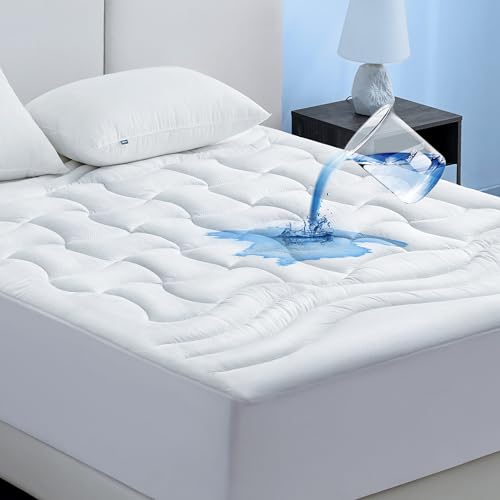 Bedsure Wasserdichter Matratzenschoner 180x200 cm - Matratzenschutz Wasserdicht für Matratzen bis 30 cm Höhe, Atmungsaktive Matratzenauflage mit Gummizug, Nässeschutz Inkontinenzauflage waschbar, Weiß von BEDSURE