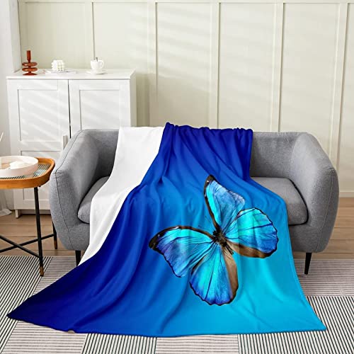 Kuscheldecke 180x200 Schmetterling, Flanell Fleecedecke 3D Blau Weiche und Warme Decke, als Sofadecke Wohndecke Tagesdecke Wolldecken, für Kinder Erwachsene von Bedsure