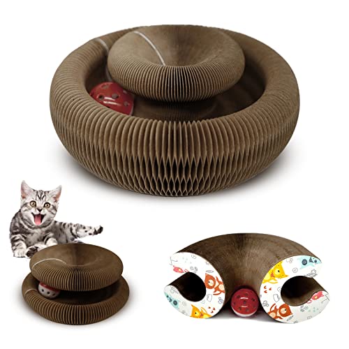 BEE&FLOWER Kratzpads für Katzen Intelligenz Katzenspielzeug Selbstbeschäftigung Kratzmatte Katze Tragbare Katzenkratzbox mit Katzenkratzbrett Kratzmatten mit Glöckchen von BEE&FLOWER