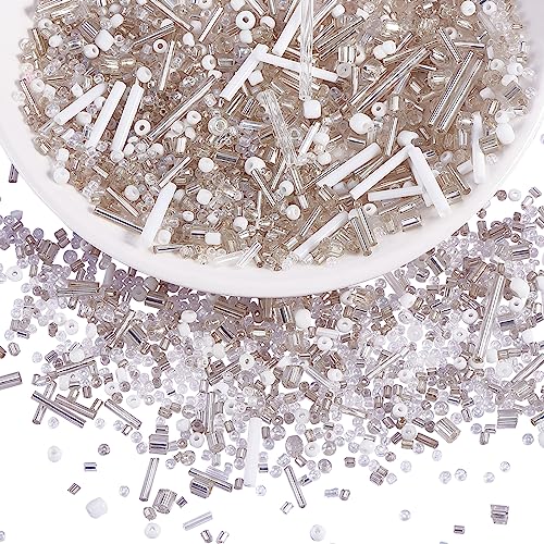 BEEFLYING 1000 Stück Glas Rocailles Perlen 1.5-4.5mm, 31.5g Glas Bugle Stiftperlen Röhrchen Tubes Stäbchen perlen, Seed Beads für DIY-Handwerk von BEEFLYING