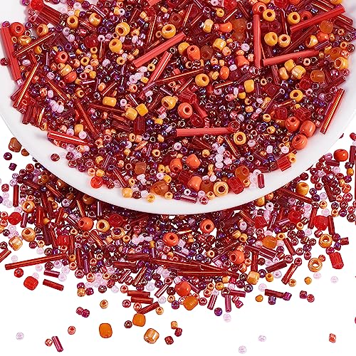 BEEFLYING 1000 Stück Glas Rocailles Perlen 1.5-4.5mm, 31.5g Glas Bugle Stiftperlen Röhrchen Tubes Stäbchen perlen, Seed Beads für DIY-Handwerk von BEEFLYING