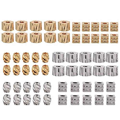 BEEFLYING 60 Stück Messing Cube Spacer Perlen Bulk Rillen Perlen Mischfarbe Vergoldet Lose Platin Überzogene Pony Perlen Für Halsketten Armbänder Schmuckherstellung von BEEFLYING