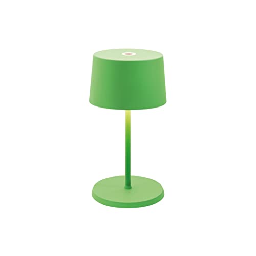 Zafferano, Olivia Mini Lampe, Tragbare und Wiederaufladbare Tischlampe mit Touch Control, Geeignet für Wohnzimmer und Außenbereich, Dimmer, 2700-3000 K, Höhe 22 cm, Farbe Grün von Zafferano
