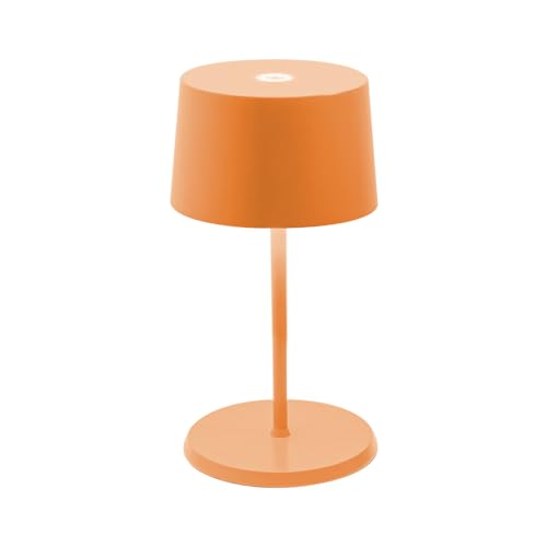 Zafferano, Olivia Mini Lampe, Tragbare und Wiederaufladbare Tischlampe mit Touch Control, Geeignet für Wohnzimmer und Außenbereich, Dimmer, 2700-3000 K, Höhe 22 cm, Farbe Orange von Zafferano