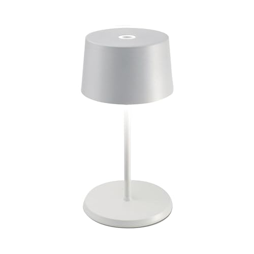 Zafferano, Olivia Mini Lampe, Tragbare und Wiederaufladbare Tischlampe mit Touch Control, Geeignet für Wohnzimmer und Außenbereich, Dimmer, 2700-3000 K, Höhe 22 cm, Farbe Weiß von Zafferano