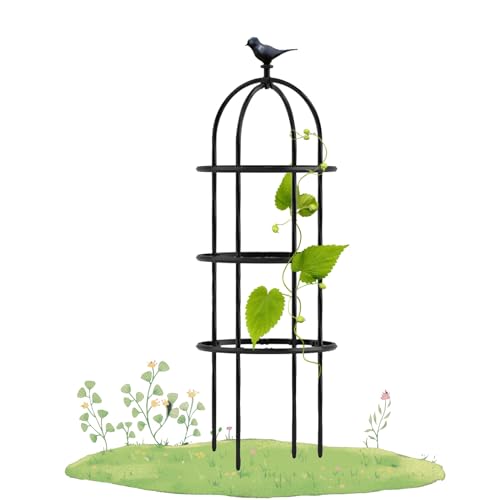 Obelisk Rankhilfe Metall Wetterfest Rankobelisk Gartenspalier 180x50cm 230x50cm 280x50cm 330x50cm für Bepflanzung, Garten Top-Vogeldesign (Color : Black, Size : H280x D50cm(9.2x1.6ft)) von BEEGMA